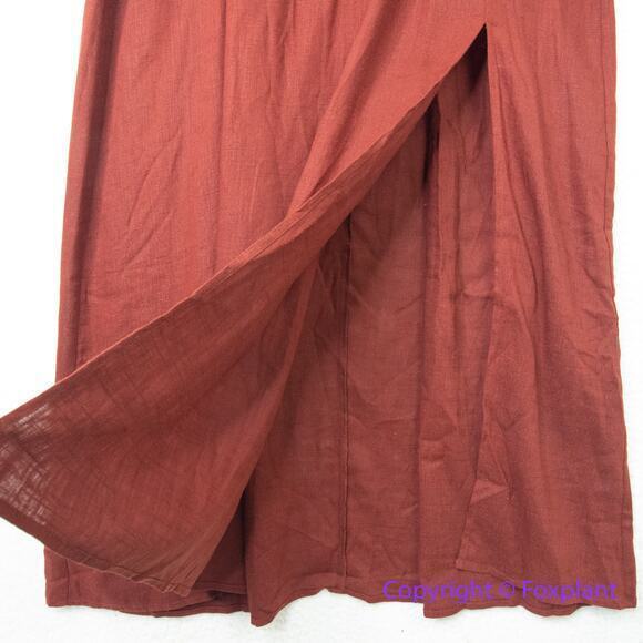 New! Eloquii linen blend Rust Orange Maxi Peasant Dress‎ Balloon Sleeve size 16 - Picture 6 of 16